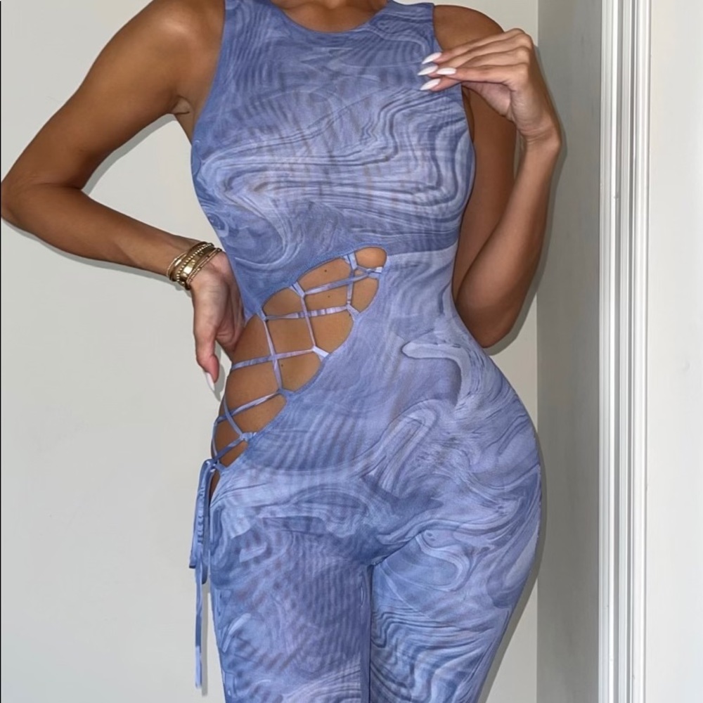 Mesh bodysuit blue marble